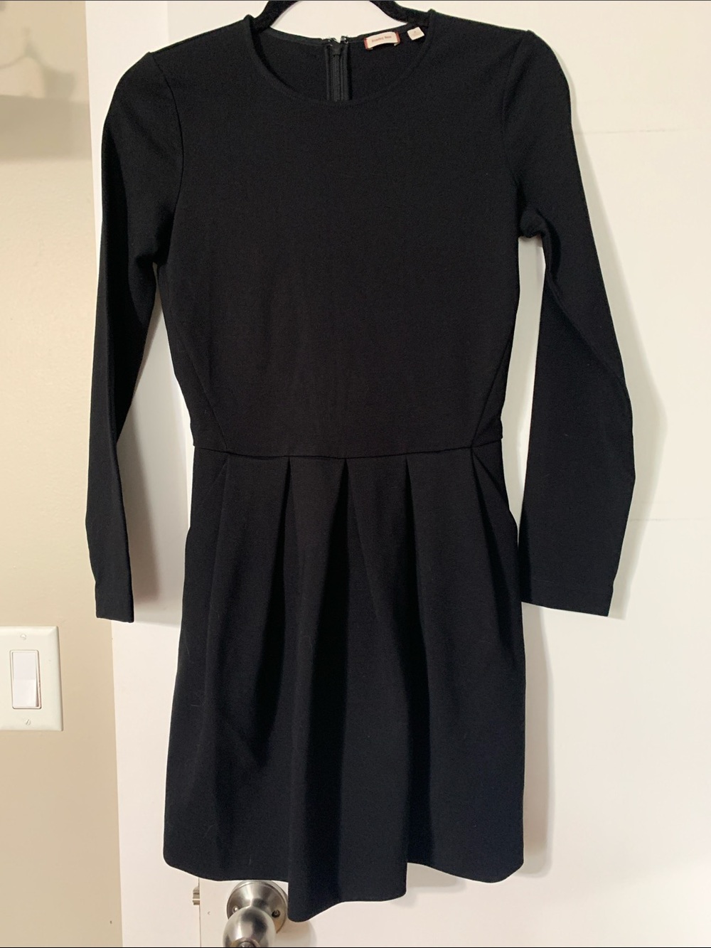 Sunday Best Black Long-Sleeve Pleated Skater Dress